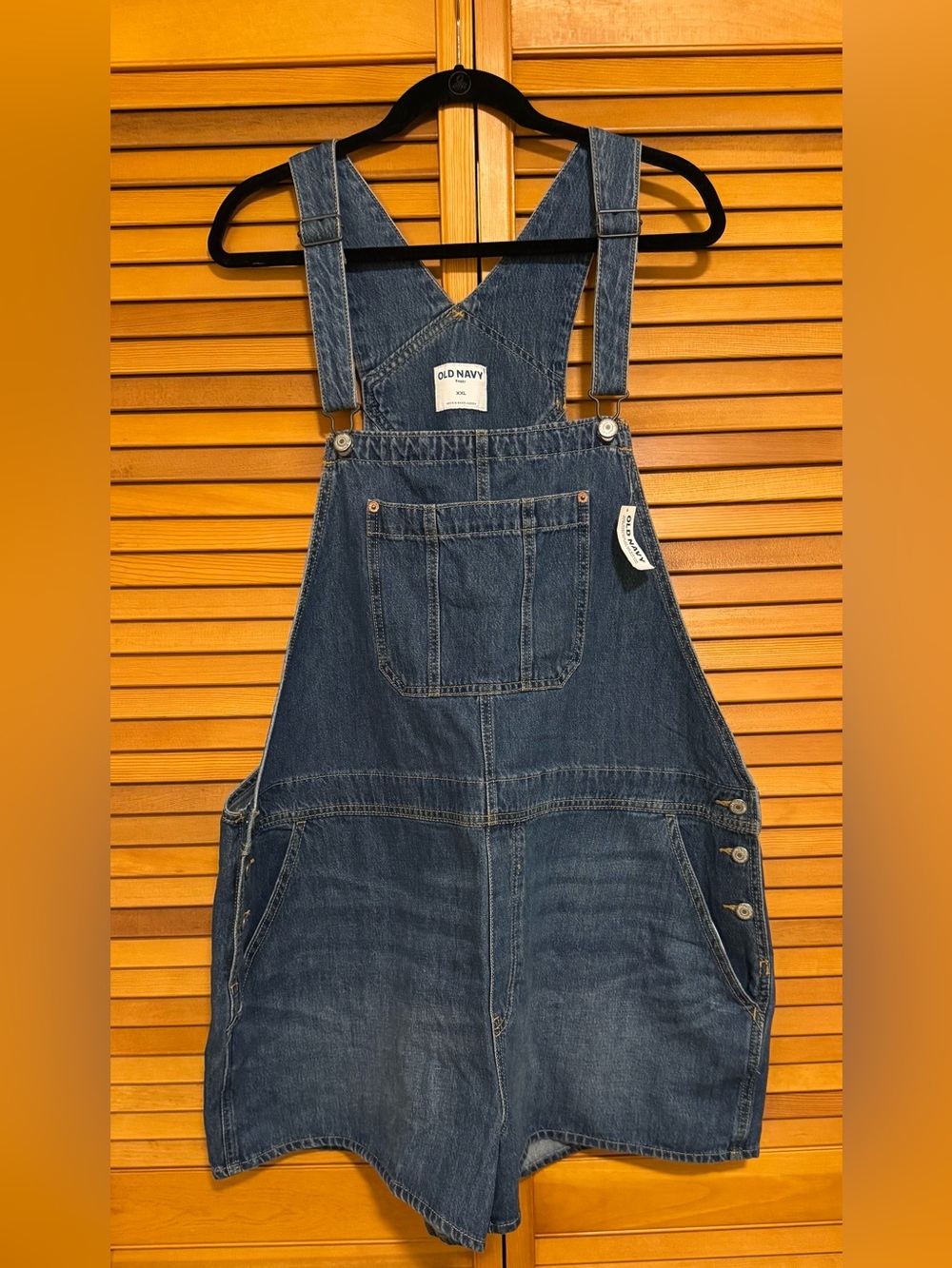Old Navy Dark Blue Denim Overall Shorts, NWT